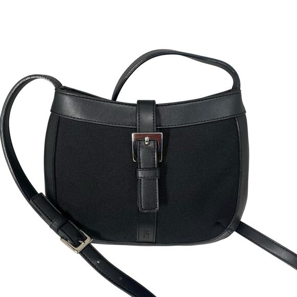 Vintage 90's Y2K Esprit Black Faux Leather Canvas Crossbody Mini Bag Small Purse - Picture 12 of 12
